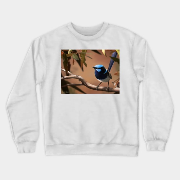 Fairy Wren Crewneck Sweatshirt by AlexRiesArt